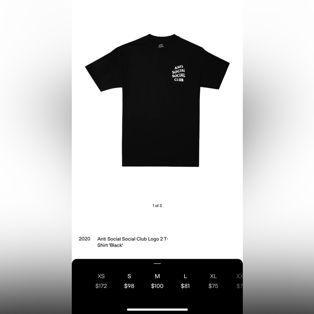 Anti Social Social Club Logo 2 T-Shirt Black White Letters